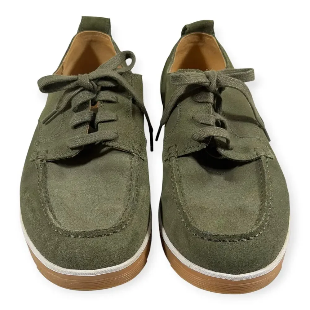 Cole Haan Moc-Toe Casual Boat Shoe/Sneaker Hybrid, Olive, Suede, Men's 11.5